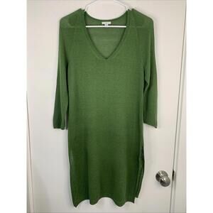 J Jill Linen Blend Sweater Tunic Dress Top XSmall Lagenlook Lightweight Green